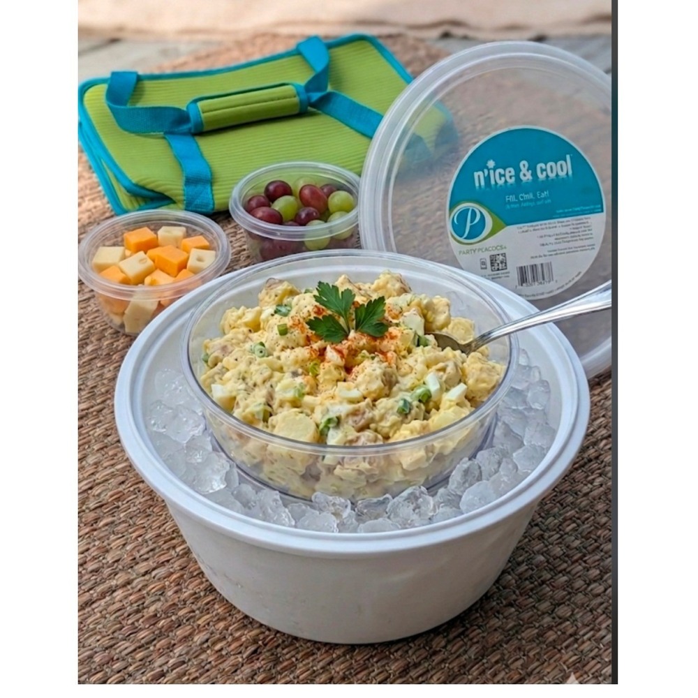 Party Peacock n'ice & cool Chilled Serving Bowl Set with Insulated Carrier Bag